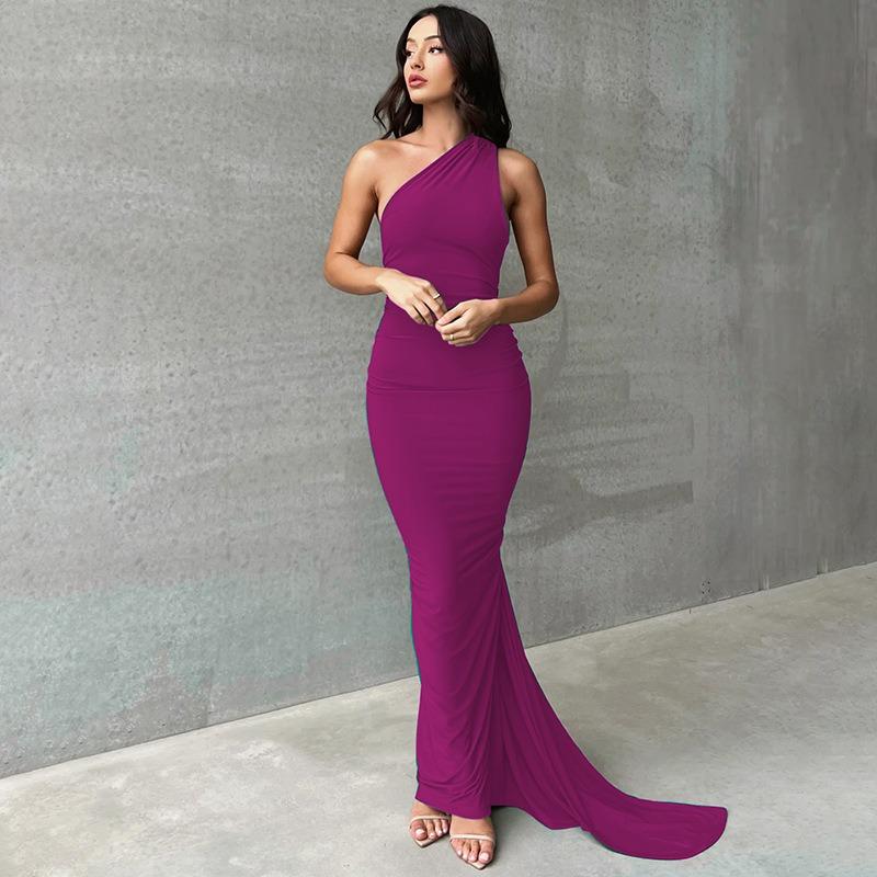 Women's Summer New Sexy Backless Pleated Slim Fit Solid Color Sleeveless Temperament Dress