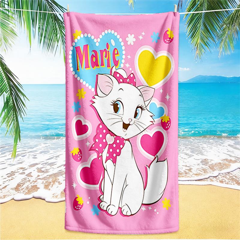 1pc Marie Cute Kitten beach towel,quick drying absorbent beach towel,outdoor sports swimming beach towel,Soft and comfortable Y72855