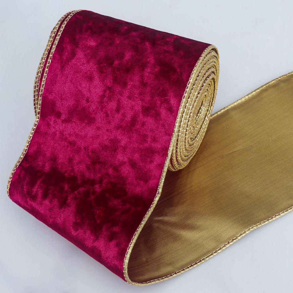 Elegant Sammetband KopieringstrådGyllene Band Julgranskransar Dekorativa Rosettmaterial Dubbelsidigt Band med Guld Bakgrund Hemdekoration