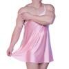 Pánské saténové noční košilky s krajkou Sissy šaty pro muže Crossdressing spodní prádlo Hedvábné oblečení na spaní Sexy noční košilky Femboy Hladké oblečení na spaní