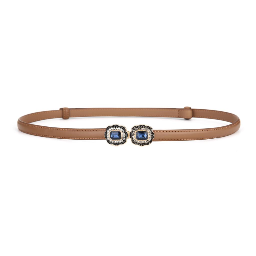 Womens Leather Belt With Square Alloy Buckle For Elegant Casual Wear