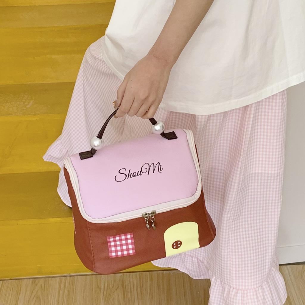 New Cute Dopamine Color Small House Portable Travel Portable Large Capacity Cartoon Storage Bag Cosmetic Bag
