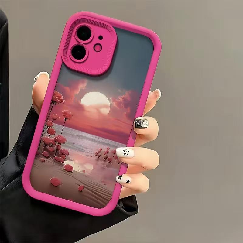 Moon Flower Sea is suitable for Apple 16ProMax mobile phone case iPhone15 anti-drop 14Pro all-inclusive 17Air beautiful