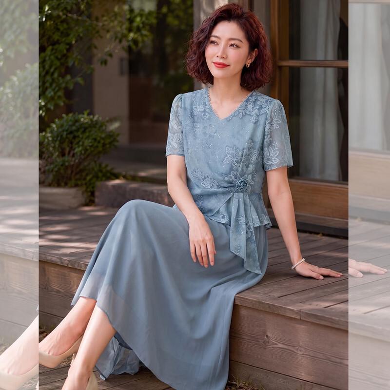 Women s Summer Elegant Jacquard A-Line Dress 2XL