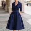Elegant Satin Long Sleeve Belted Dress - Viral Style