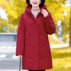 Plus Size Middle Age Women's Long Down Coats Winter Vintage Prakas Hooded Elegant Thick Warm Puffer Jackets Woman Outerwears