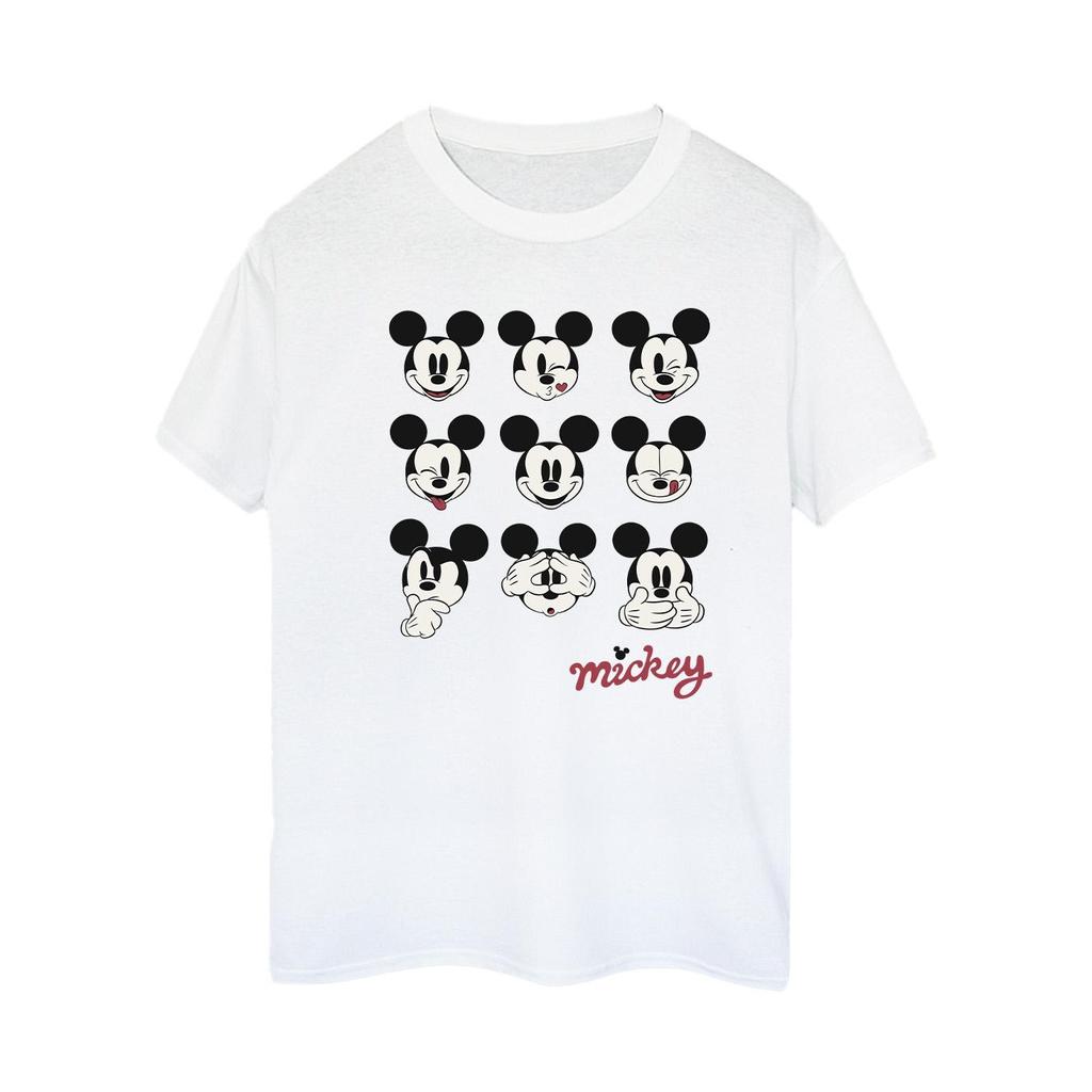 Disney Womens/Ladies Mickey Mouse Many Faces Cotton Boyfriend T-Shirt