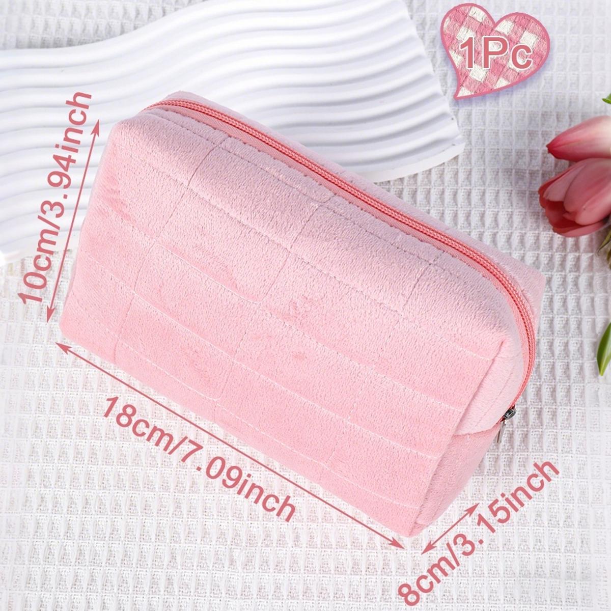 

Cute Pink Plush Makeup Bag Portable Travel Toiletry Pouch Soft Cosmetic Storage Bag Girls Favors Birthday Gifts