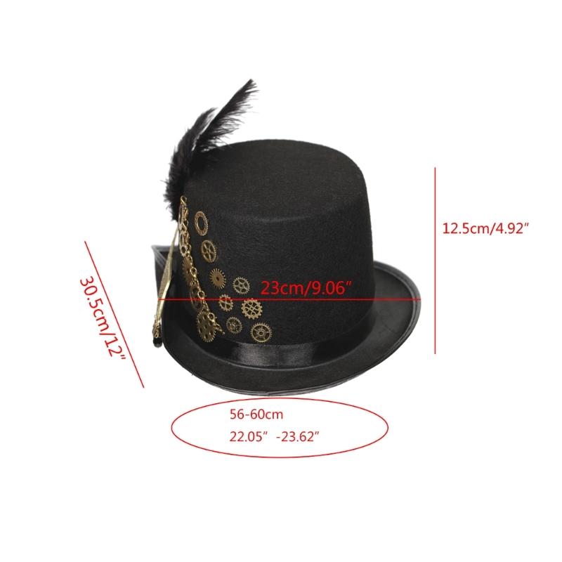 Steampunk Zylinderhut mit Zahnrad Bowler Zylinder Feder Fedora Hut Schwuler Zylinder Schwules Partykostüm Karneval Maskerade