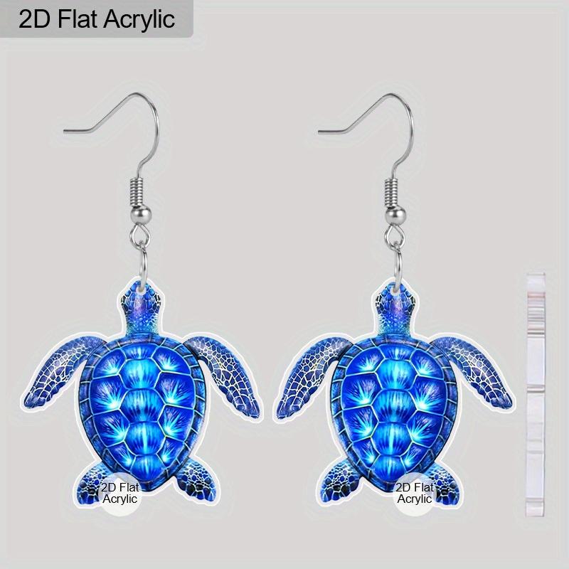 

2D Плоские Акриловые Синие Серьги-Подвески в виде Черепах, Подходят в качестве Праздничного Подарка для Женщин, Праздничные Декоративные Украшения для Вечеринки, Ретро Гавайские Морские Украшения. синий