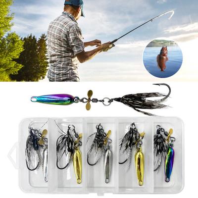 5Pcs 9.1CM/3.2G 9.3CM/4.5G 9.7CM/7G Flying Fishing Lure with Spinner Blade Long Casting Rotating Sequin Spoon Spinnerbait Bass Fishing Accessories
