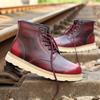 Men Tooling Fashion Casual Leather Shoes High Top Winter Warm Snow Boots Lace-Up Outdoor Motorcycle Ankle Boots Military Style
