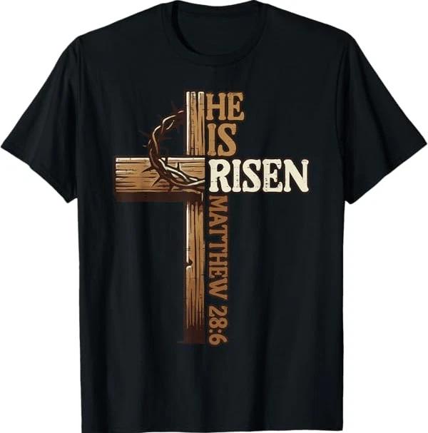 Easter Cross He is Risen Jesus Christian T-Shirt 3XL