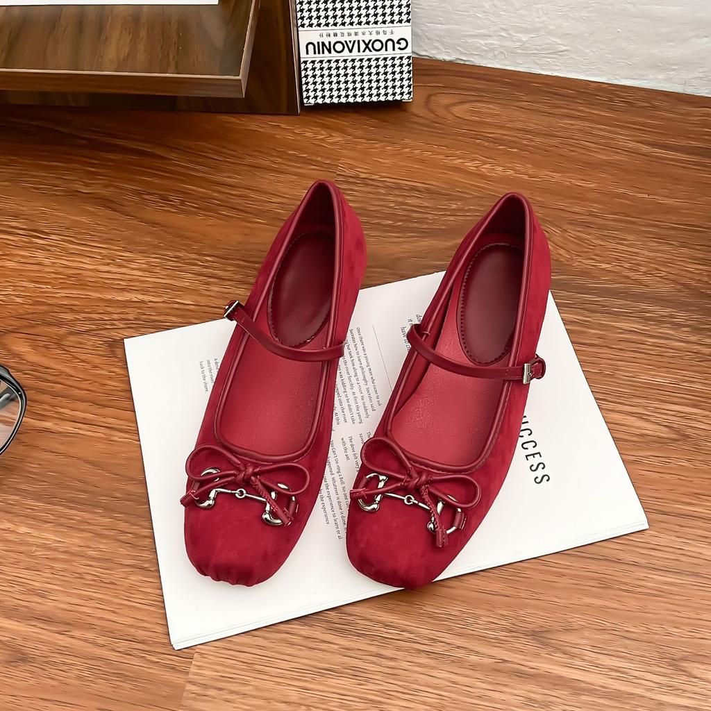 Grape mother 2025 spring new Korean version retro single shoes women wear high-end fashion ballet flats pleated