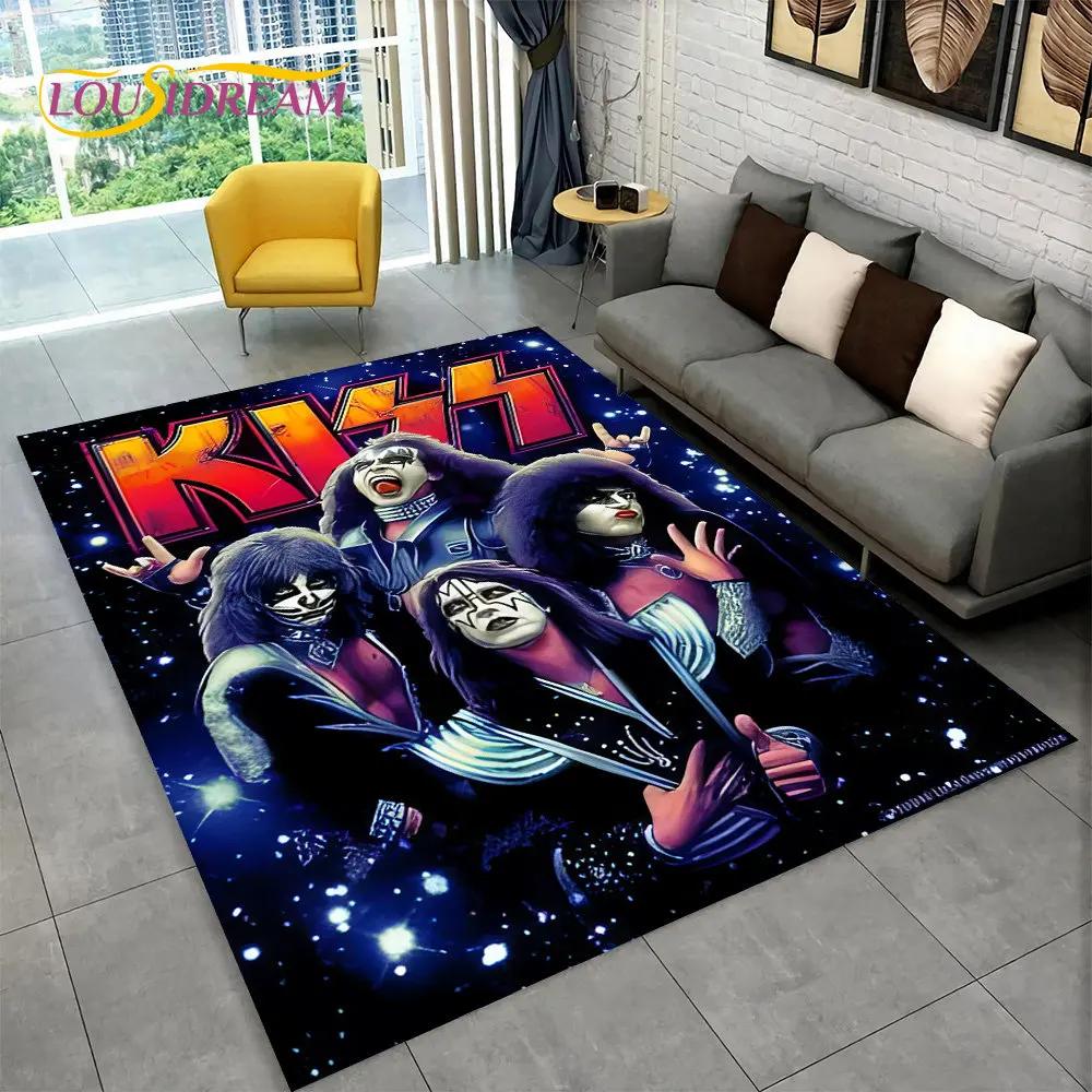 KISS Rock Band Retor Teppich, Teppich für Zuhause, Wohnzimmer, Schlafzimmer, Sofa, Fußmatte, Dekor, Küche, rutschfeste Bodenmatte Alfombra