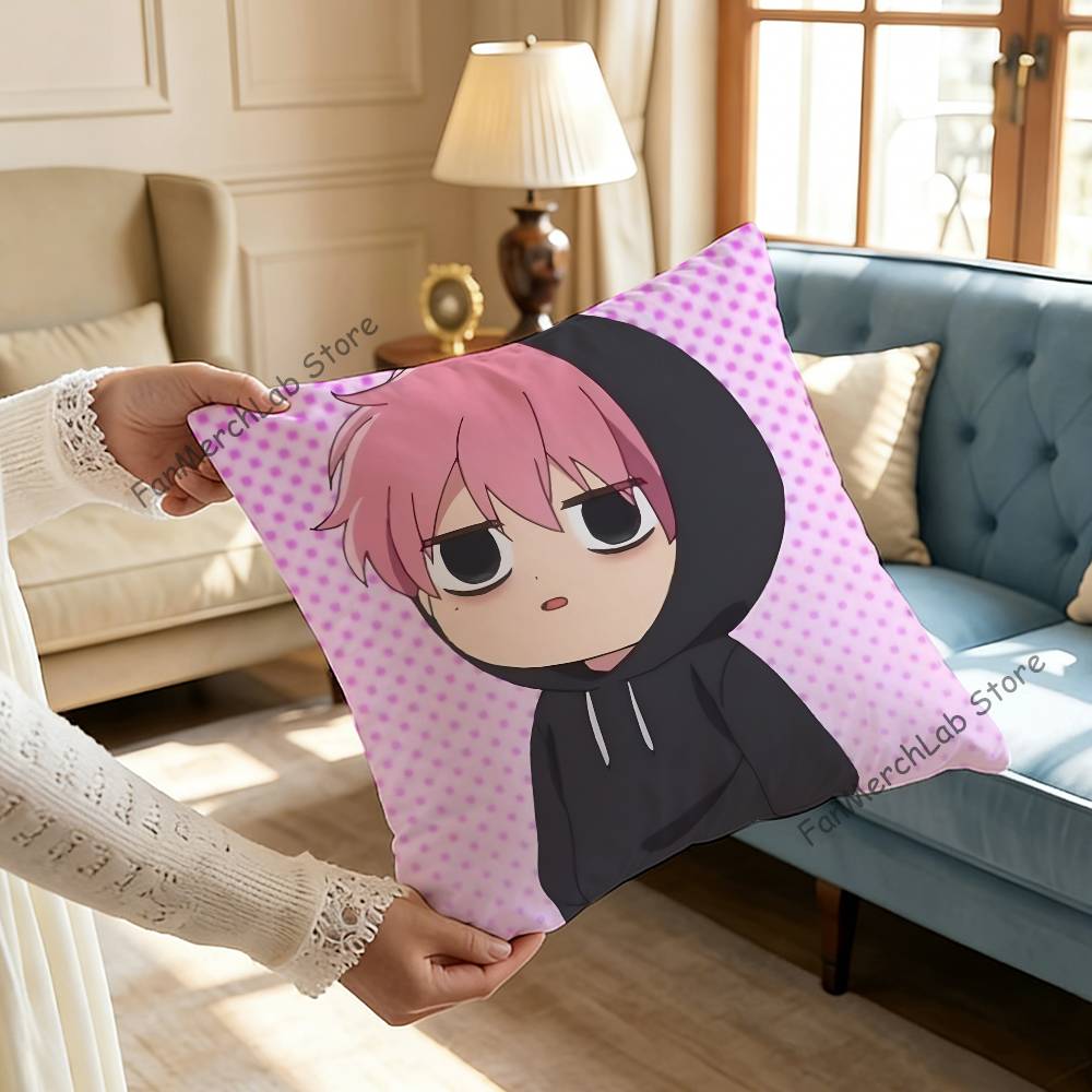 TTamon  Anime Fukuhara Pillow Covers Cartoon Sofa Decorative Home Doublesided Printing Short Plush Cute Cushion Cover