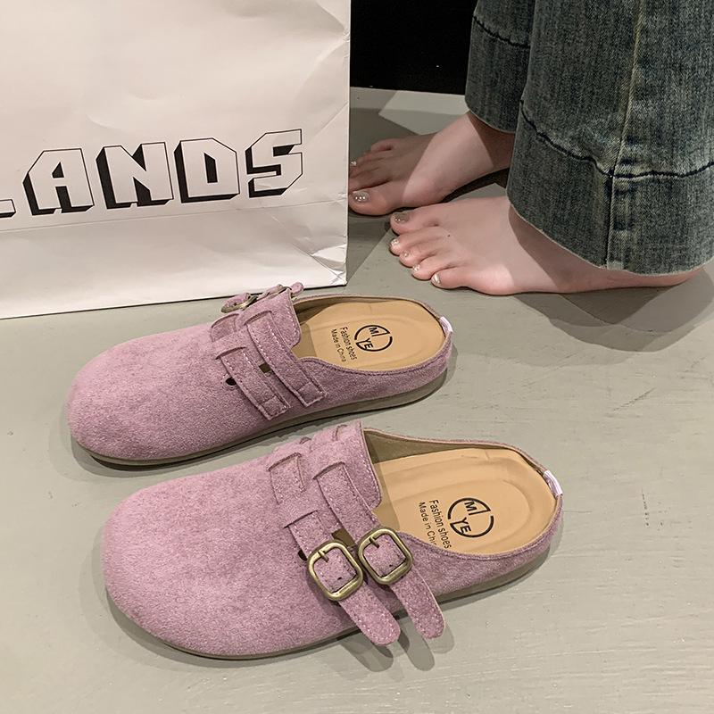 

Баотоу полутапочки женские для улицы 2025 новые на толстой подошве Биркенштоки на один педаль ленивые для улицы удобные тапочки Биркенштоки 35 фиолетовый