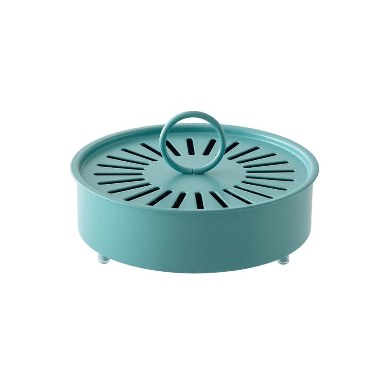 Iron Mosquito Coil Box with Lid Solid Color Simple Mosquito Coil Tray Holder Anti-Mosquito Supply Home Outdoor Camping Accessory синий
