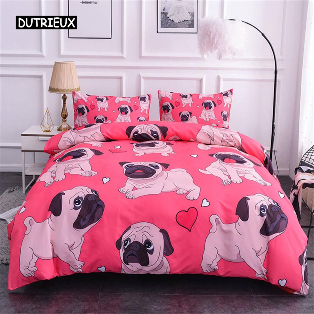 3D Dog King Queen Full Twin Duvet Cover Funny Puppy Bedding Set Teens Adult Kawaii Pet Animal White 2/3pcs Polyester Quilt Cover