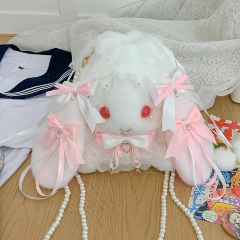 Lolita Plush Bunny Bag With Bow For Daily Use And Collectors Style
