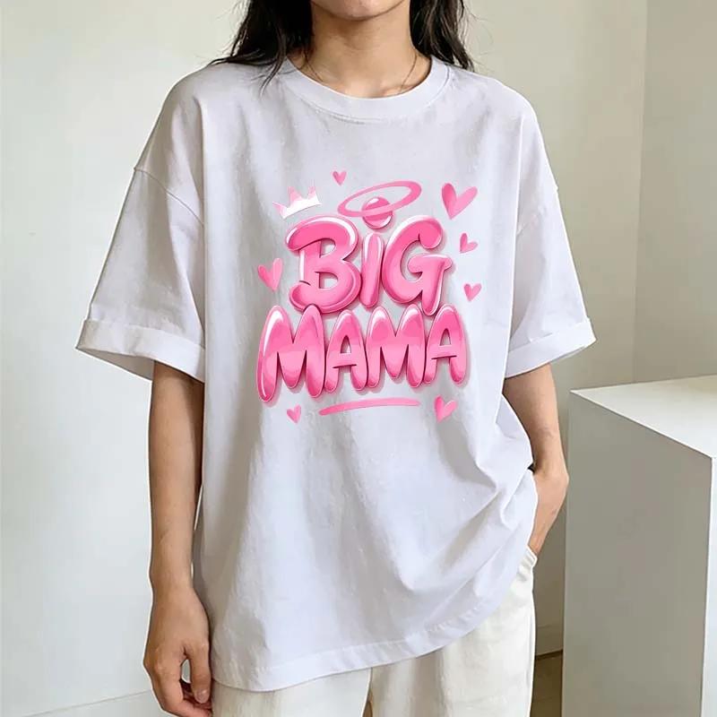 Big Mama Graphic Print Tshirts Unisex Summer Casual Fashion High Street Vintage Tops Crew Neck Short Sleeve Cotton Tshirts