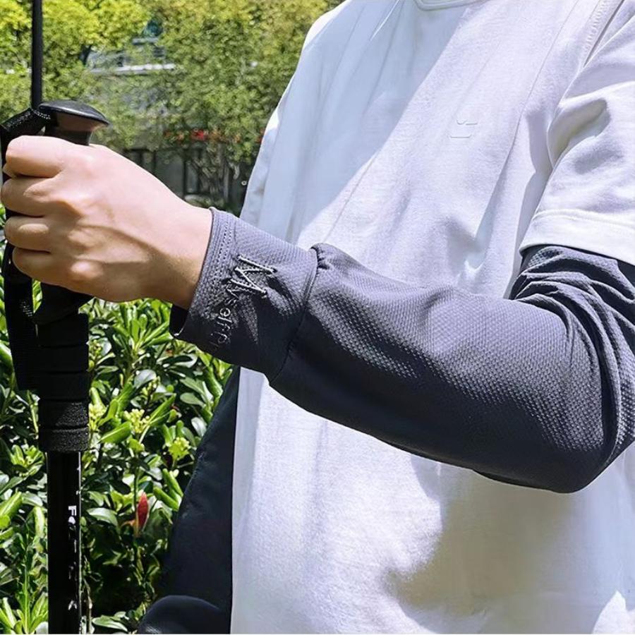 Men's Ice Silk Arm Sleeves UPF 50 Sun Protection for Driving Cycling