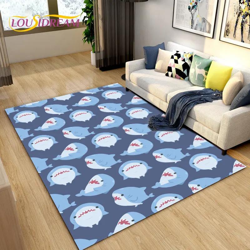 Gawr Gura Hololive Cute Anime Shark Area Rug,Carpet Rug for Living Room Bedroom Sofa Doormat Decoration, Kids Non-slip Floor Mat