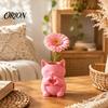 Unique Home Aesthetic Accents 3D Printed Cat Vase, Cute Smiling with Heart?Hand Gesture Flower Holder, Whimsical Studio Display Props Animal Shaped
