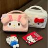 Kawaii Sanrio Large Capacity 3d Plush Makeup Pouch My Melody Kuromi Hello Kitty Cinnamoroll Portable Storage Bag Gift
