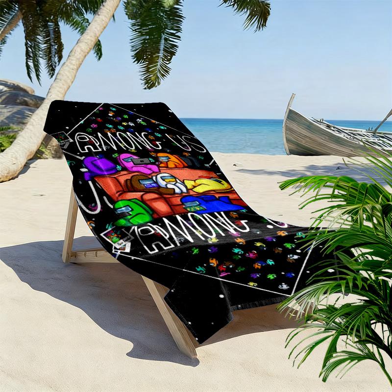 Among Us Print Strandtuch, Großes Weiches Schnelltrocknendes Handtuch für Strand Camping Schwimmen