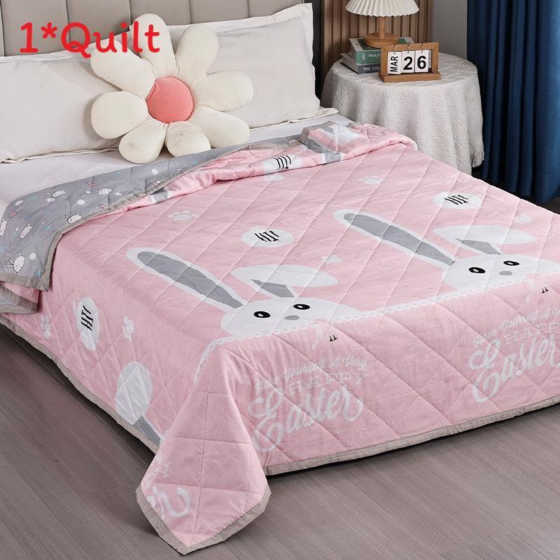 Flower Rabbit Green Leaf Print Pattern Duvet With Polyester Fill Bedroom For