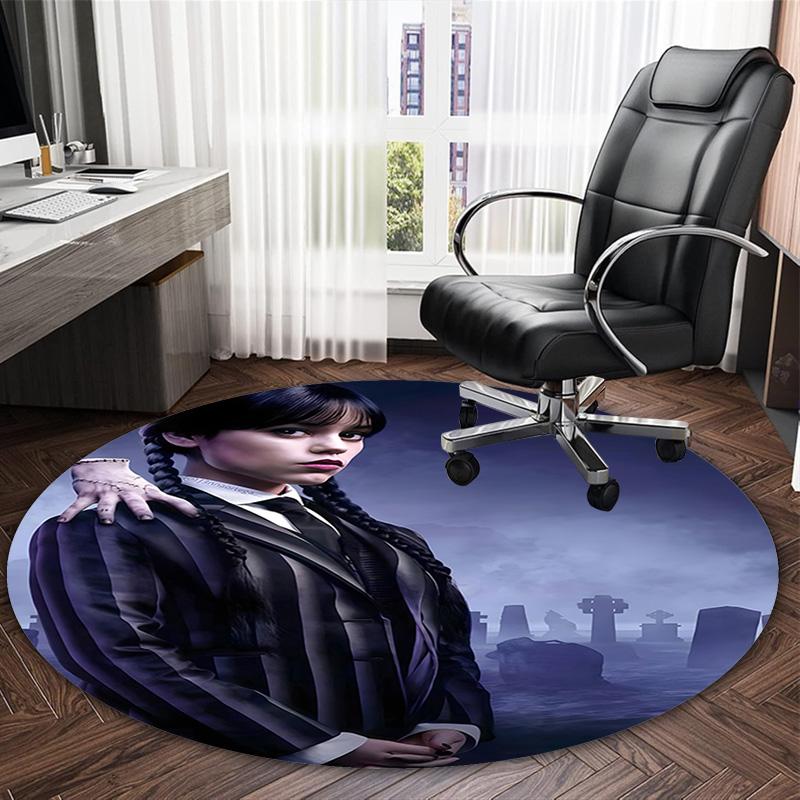 1pc Addams Family Wednesday2 Print Round Carpet Chair Round Carpet Suitable for Bedroom Living Room Home Decorative Carpet