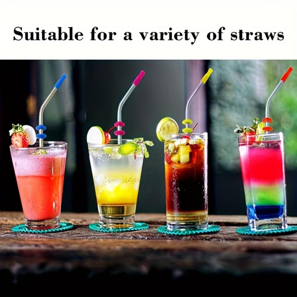 50pcs Reusable Straw Tips,Multi-Colored Covers for 6mm Wide Stainless Steel Straws