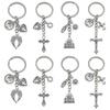 Antique Silver/KC Gold Heart Wings Cross Keychain Pendant