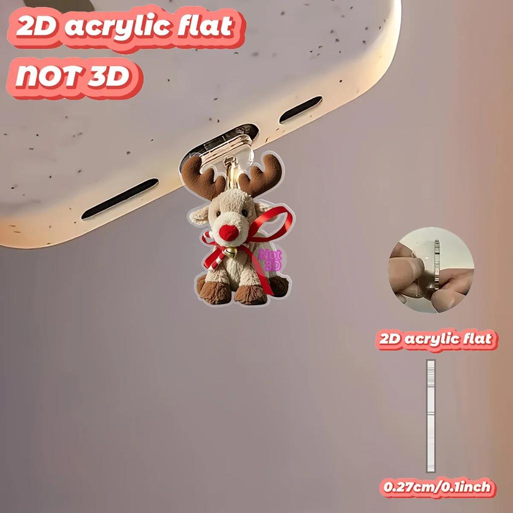 2D Acrylic Style Random 5-Piece Phone Dust Plug, Bright Colors, Long-Lasting, Dust-Proof and Durable, Suitable for Holiday Gifts