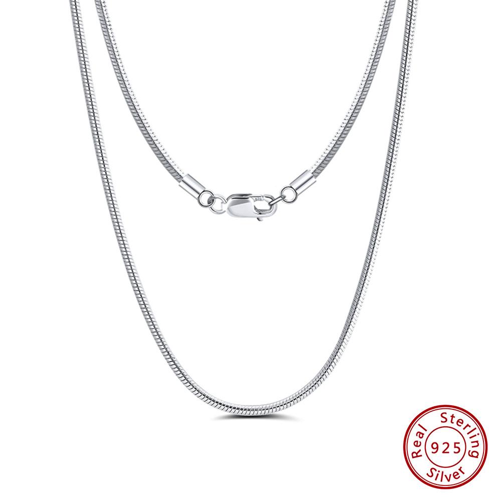 

EFFIE QUEEN Women Men 1MM Width Round Snake Chain 100% 925 Sterling Silver Jewelry 40-60cm Long Necklace DIY Neck Chain SC09 40cm