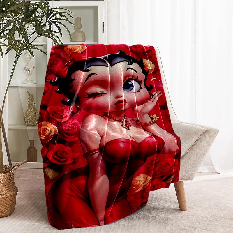Betty Boop Print Blanket - Soft & Comfortable, for Bedroom, Travel, Sofa, Home Decoration - Birthday Christmas Gift for Friend