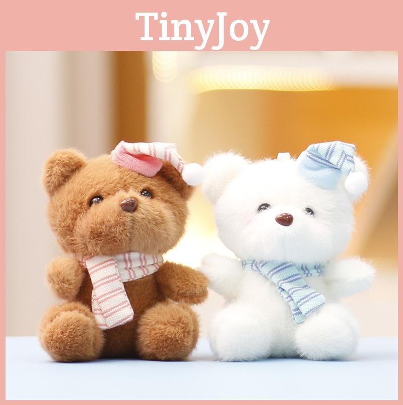 Christmas Bear Plush Stuffed Animal With Santa Hat Keychain For Kids Room