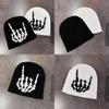 Skull Finger Knit Hat With Warm Acrylic Material For Streetwear Winter Fashion