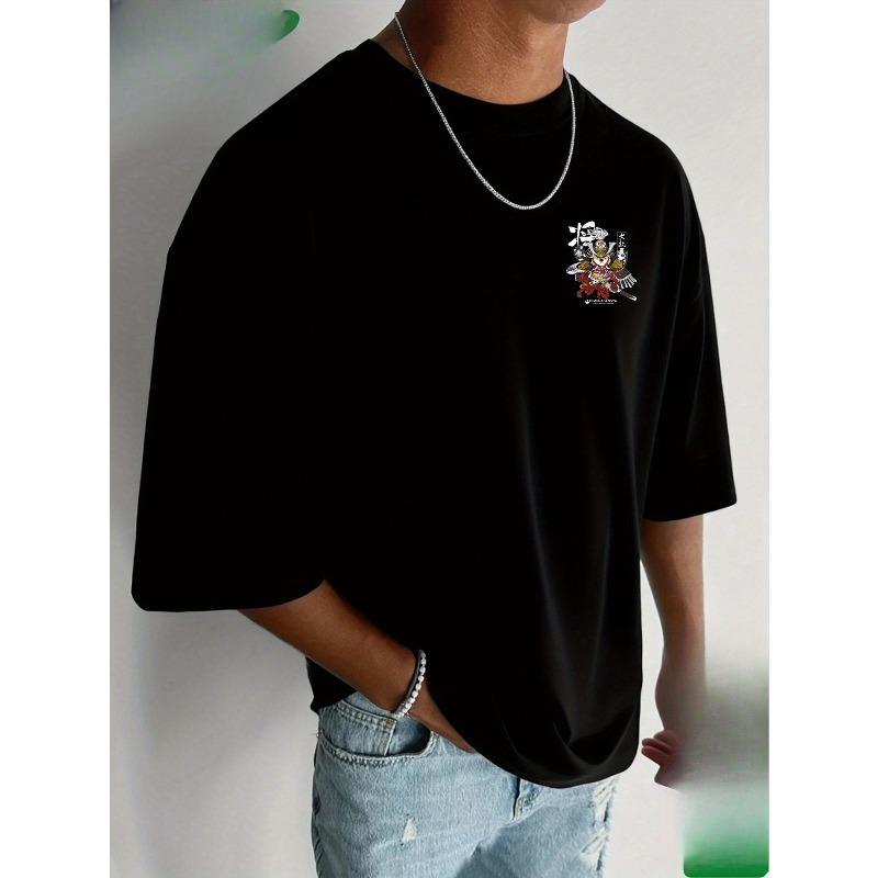European Size Cotton Printed Men's Pure Cotton Vintage T-Shirt, Simple Fashion Comfortable Casual Printed T-Shirt