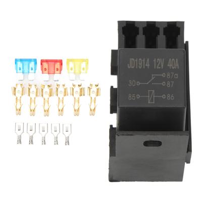 Sicherungs-Relais-Block-Kit, hitzebeständiger ABS-Flachsicherungshalter mit 11 Flachsteckverbindern für 12-V-Kfz-Systeme