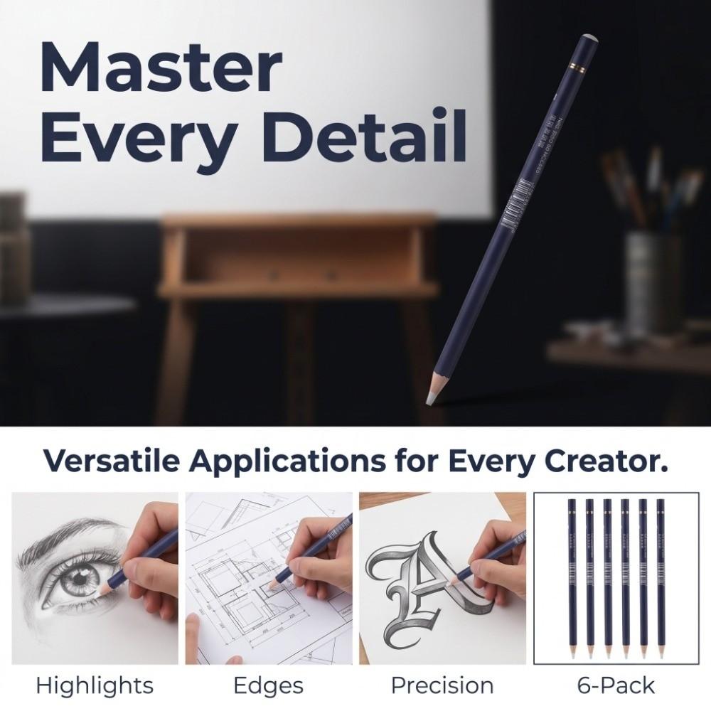 6PCS Matte Erasing Effect Sketch Tortillon Art Precision Eraser Stick Studio Daily Use