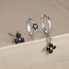 3PCS Fashion Gold Plated Chain Zircon Hanging Earrings Set for Women Stainless Steel Punk Flower Dangle Earring Piercing Jewelry