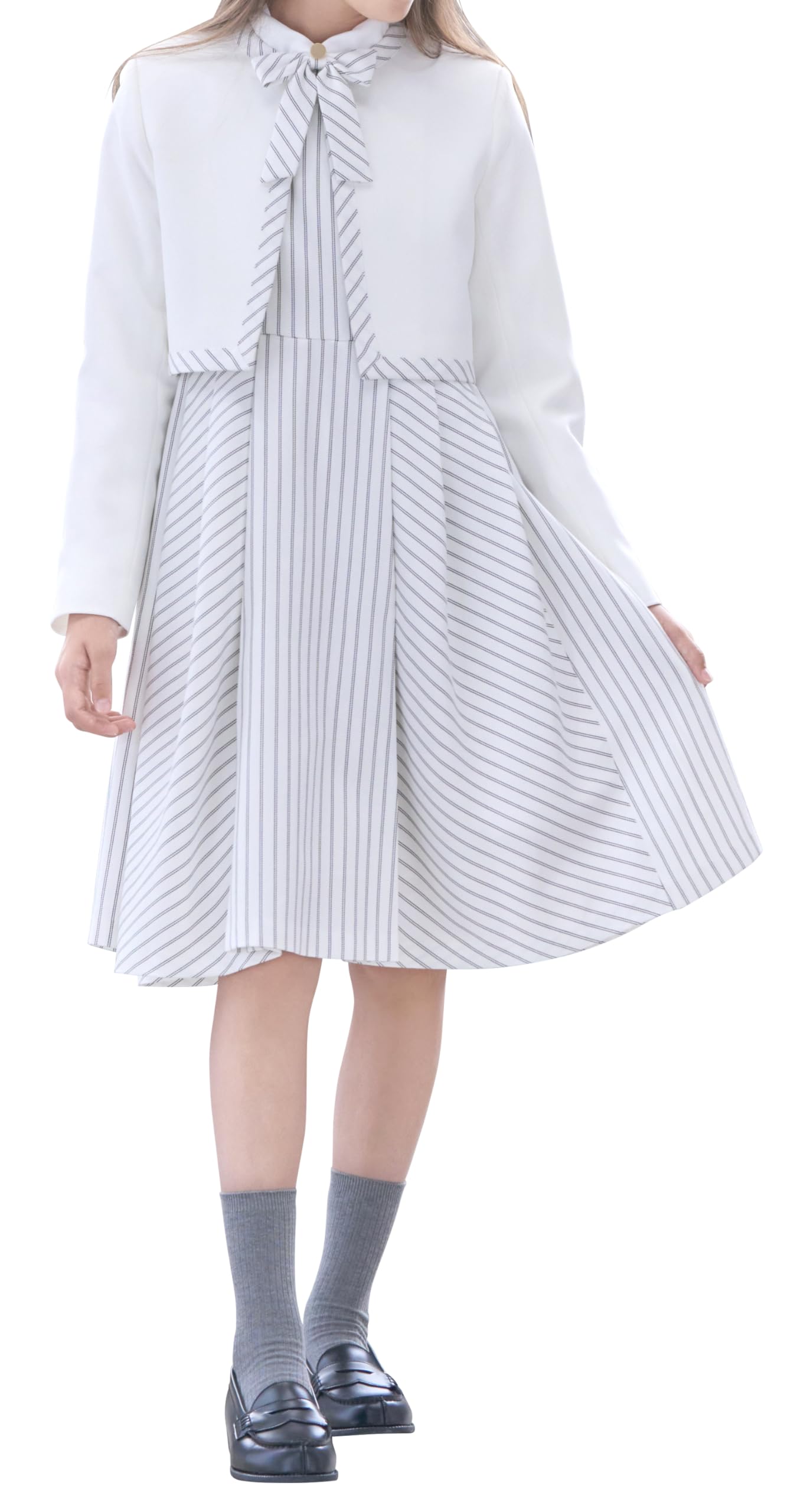

Graduation Ceremony Elementary School Girls Suit Clothing Formal Kaira set of jacket blouse dress ribbon White 150cm [Arisana] Children s (4-piece + + белый