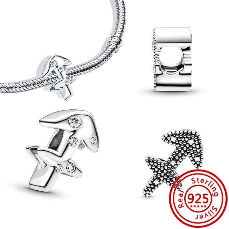 100% 925 Sterling copper Sparkling Twelve Star Sign Zodiac Constellation Charm Beads Fit Original Pandora Bracelet Women Zircon