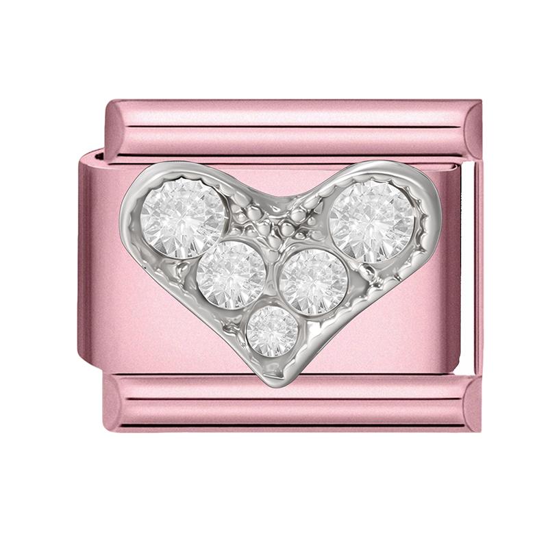 Fashion Zircon Pink Butterfly Star Bow Flower Rabbit Italian Charm Links Fit 9MM Stainless Steel Bracelet Women DIY Making Gift