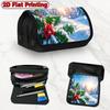 1pc 1pcs Double Layer Flip Pencil Case Suitable for School & Office - Multi-Layer Zipped Storage Organizer with Holly Red Design, Flip Cover Case for