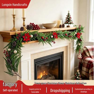 Christmas Decorative Vine Garland for Home and Fireplace, Perfect for Staircase and Landscaping.