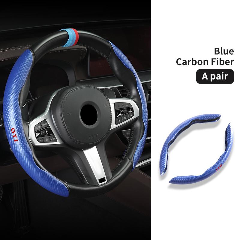 RSQ1 Valve Stems Caps For Volkswagen VW Carbon Fiber Steering Wheel Trim Non Slip Durable Split Wheel Protector Passat B5 B5.5 2000-