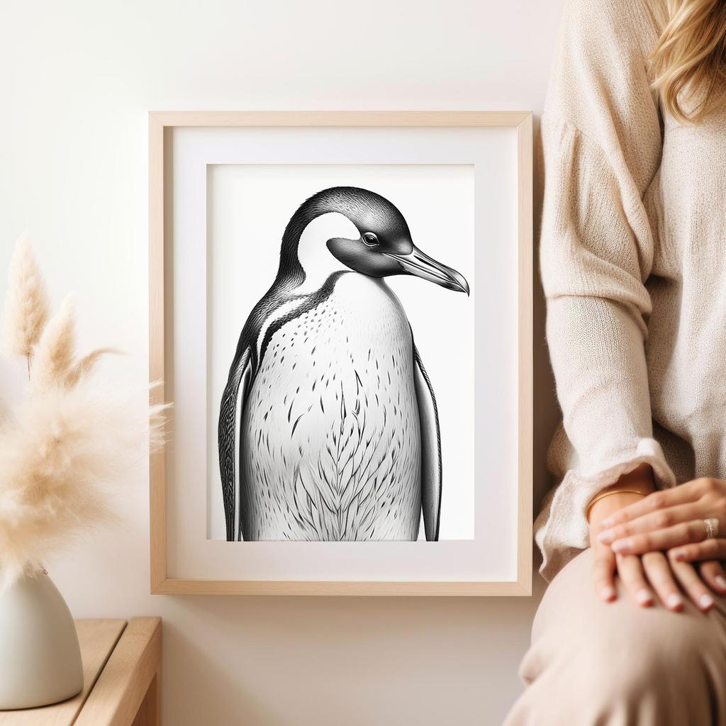 Poster Penguin Black and White
